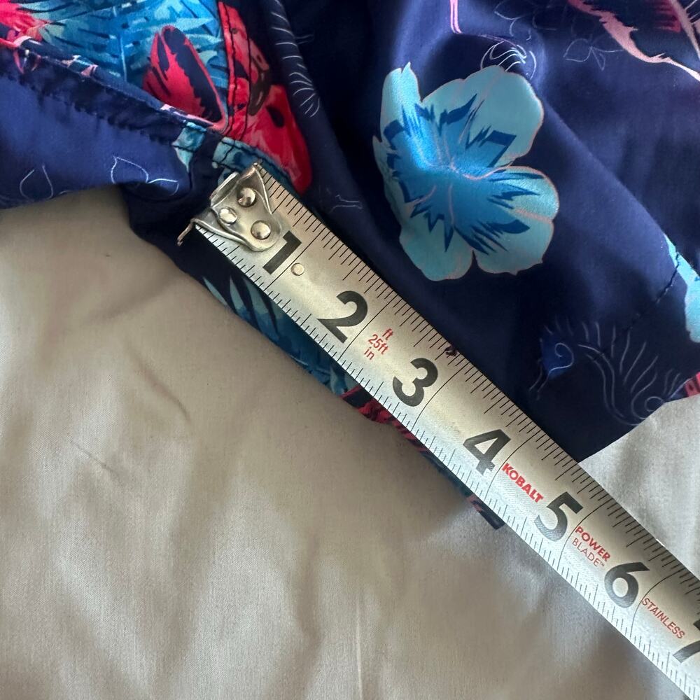 Vintage Summer Navy/Flamingo Print Swim Trunks- L - Picture 9 of 9